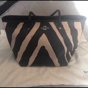 Zebra striped Coach Tote